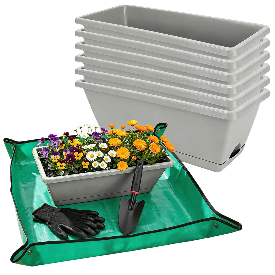 CAKKVDE 7-pack outdoor planters in offwhite for balconies and windowsills