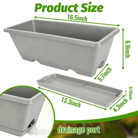 CAKKVDE rectangular planter with attached saucer for clean drainage