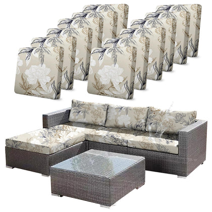 CALBODE outdoor stretch cushion cover in beige floral design for fresh, stylish cushions.