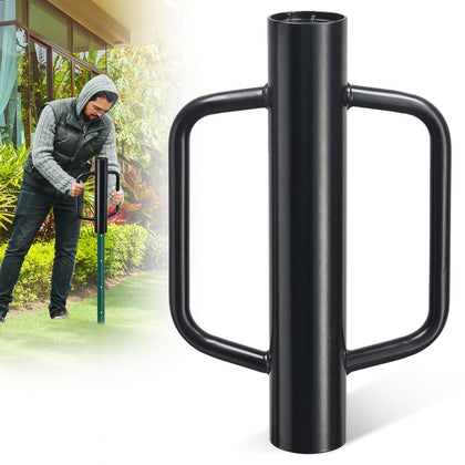 CALCHELE fence post driver front view highlights the compact 17-inch height for transport and storage.