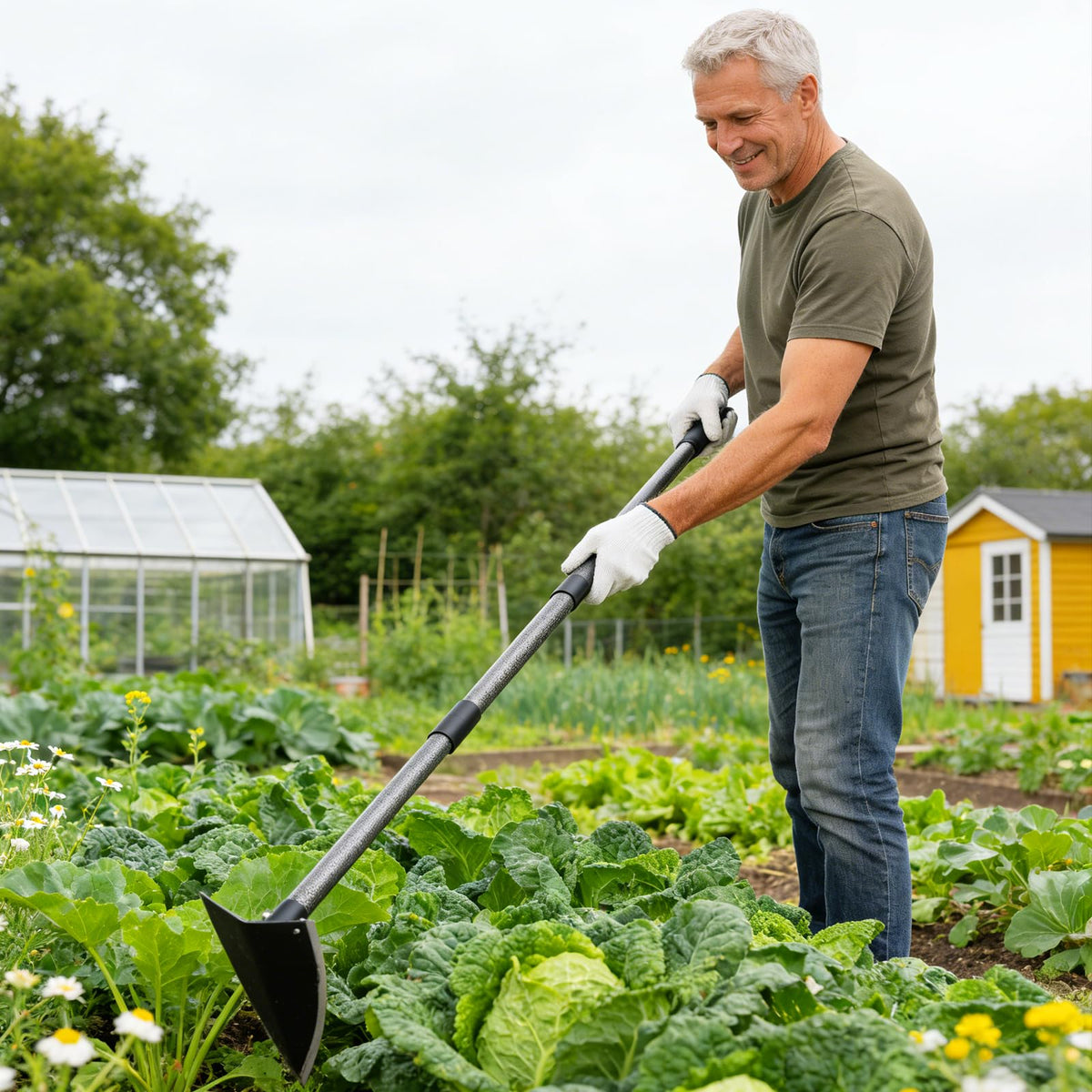 CALCHELE durable blade cuts through roots and hard soil.
