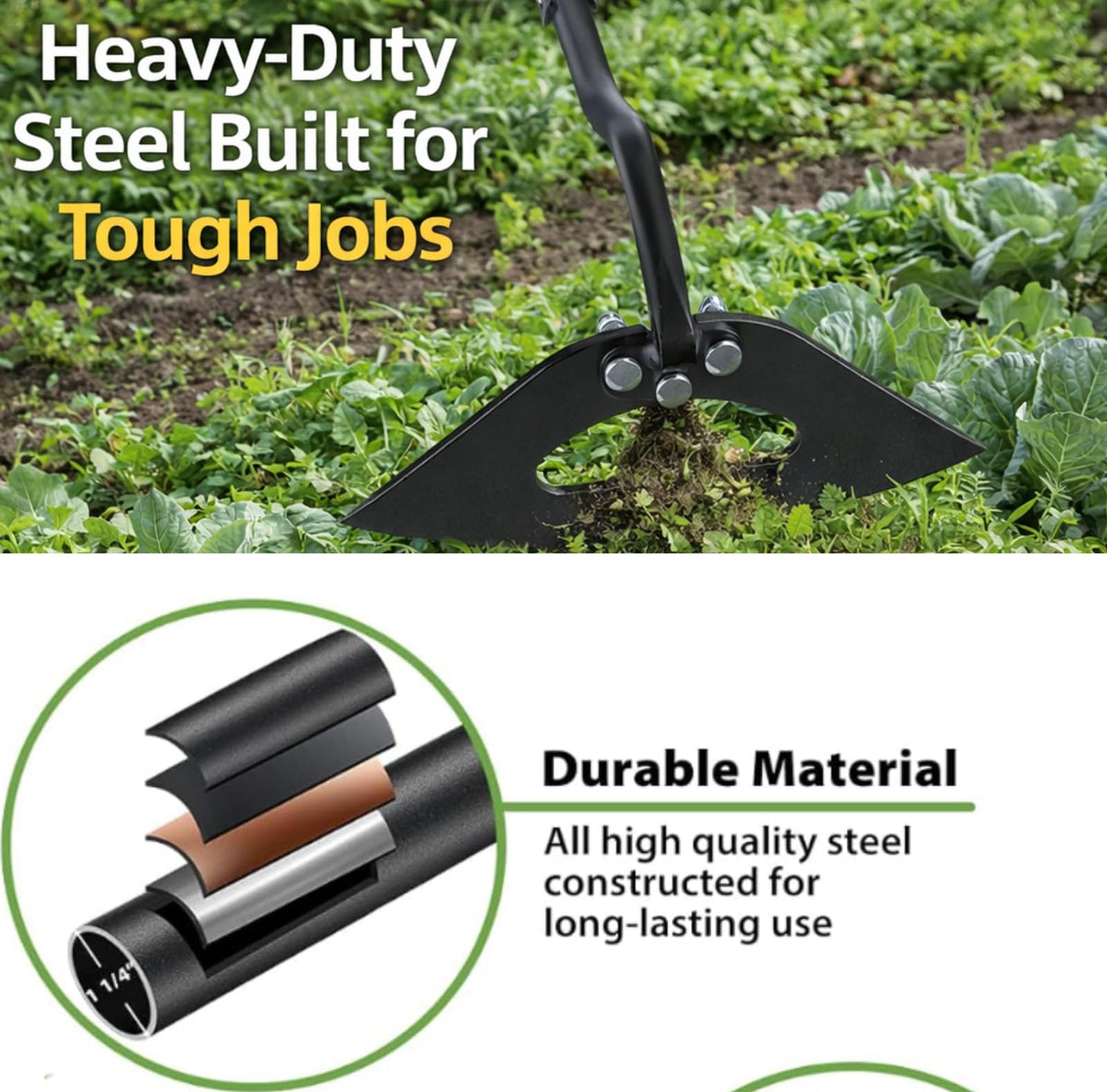 CALCHELE heavy-duty carbon steel construction for tough garden tasks