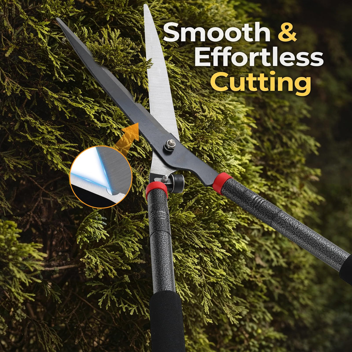 CALCHELE hedge shears 31-inch reach to access high or low hedges.