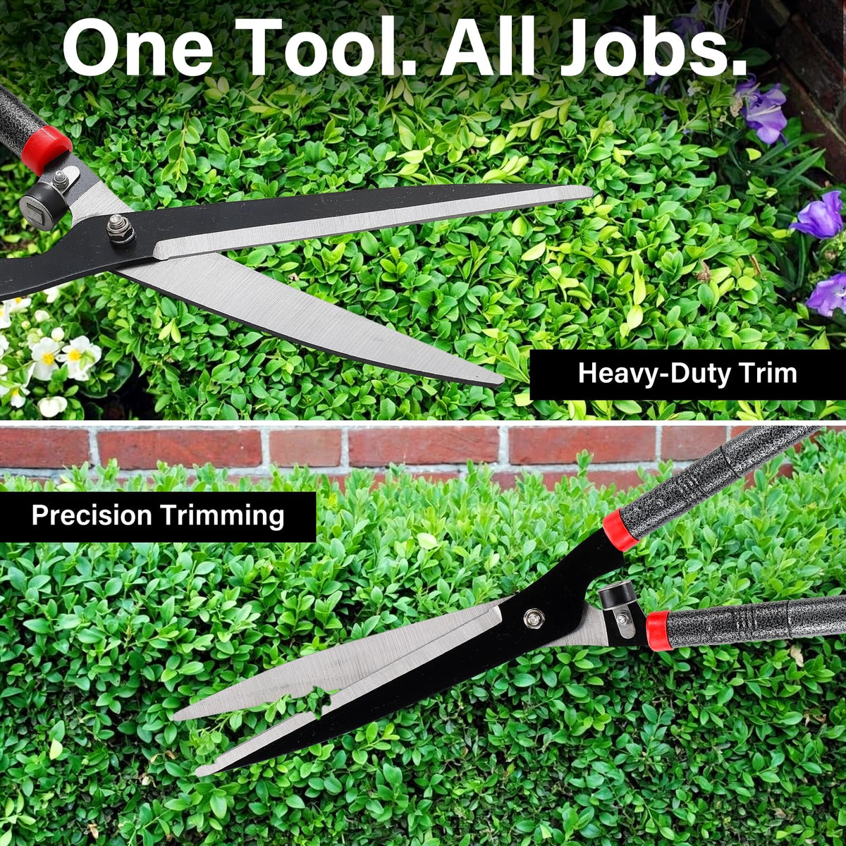 CALCHELE hedge shears solid build minimizes wobble for steady cuts.