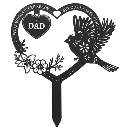 Calibron memorial heart marker, heart-shaped garden stake for yard remembrance and outdoor display.