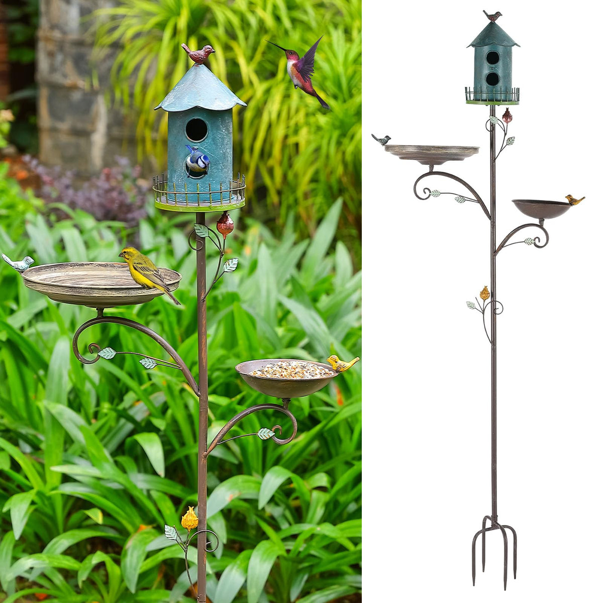 CaliDecor birdbath bowl with an 11.4-inch basin for outdoor bathing.