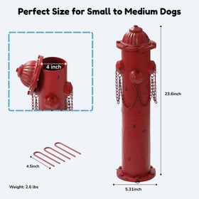 CaliDecor dog pee post with ground stakes, stabilized for windy patios and lawns.
