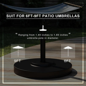 California Umbrella 50 lb base supports large canopies in windy conditions.