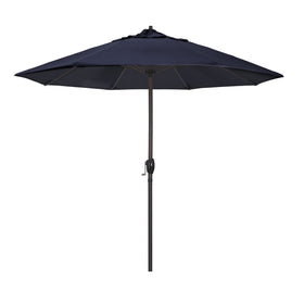 California Umbrella 9-Ft navy canopy with Sunbrella fade-resistant fabric provides lasting shade.