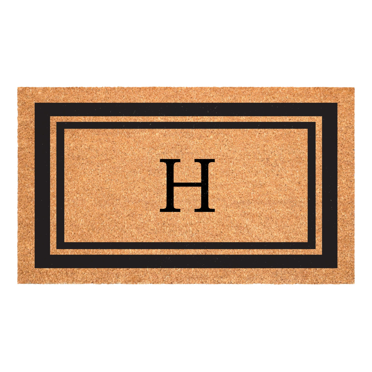 Calloway Mills monogram doormat with black border welcomes guests and protects entryway