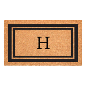 Calloway Mills monogram doormat with black border welcomes guests and protects entryway