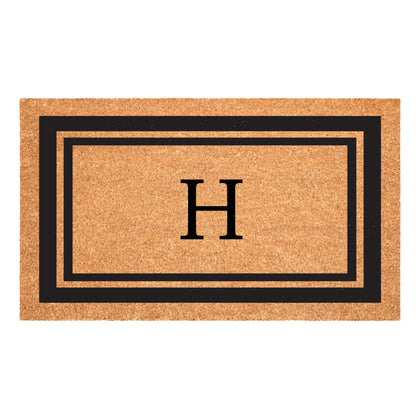 Calloway Mills monogram doormat with black border welcomes guests and protects entryway