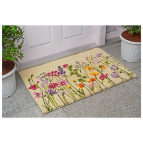 Calloway Mills Blooming Garden Doormat close-up weave highlighting natural abrasive surface.