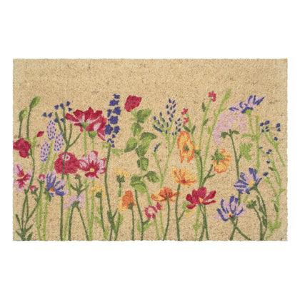 Calloway Mills Blooming Garden Doormat front view showing durable coir fibers for outdoor entry.