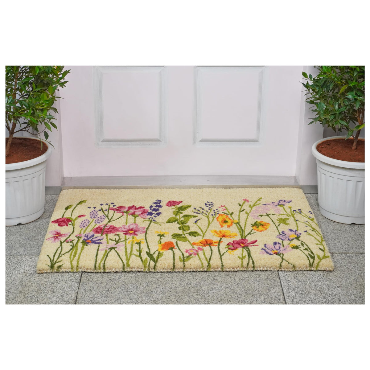 Calloway Mills Blooming Garden Doormat moisture absorption aiding entryway dryness.