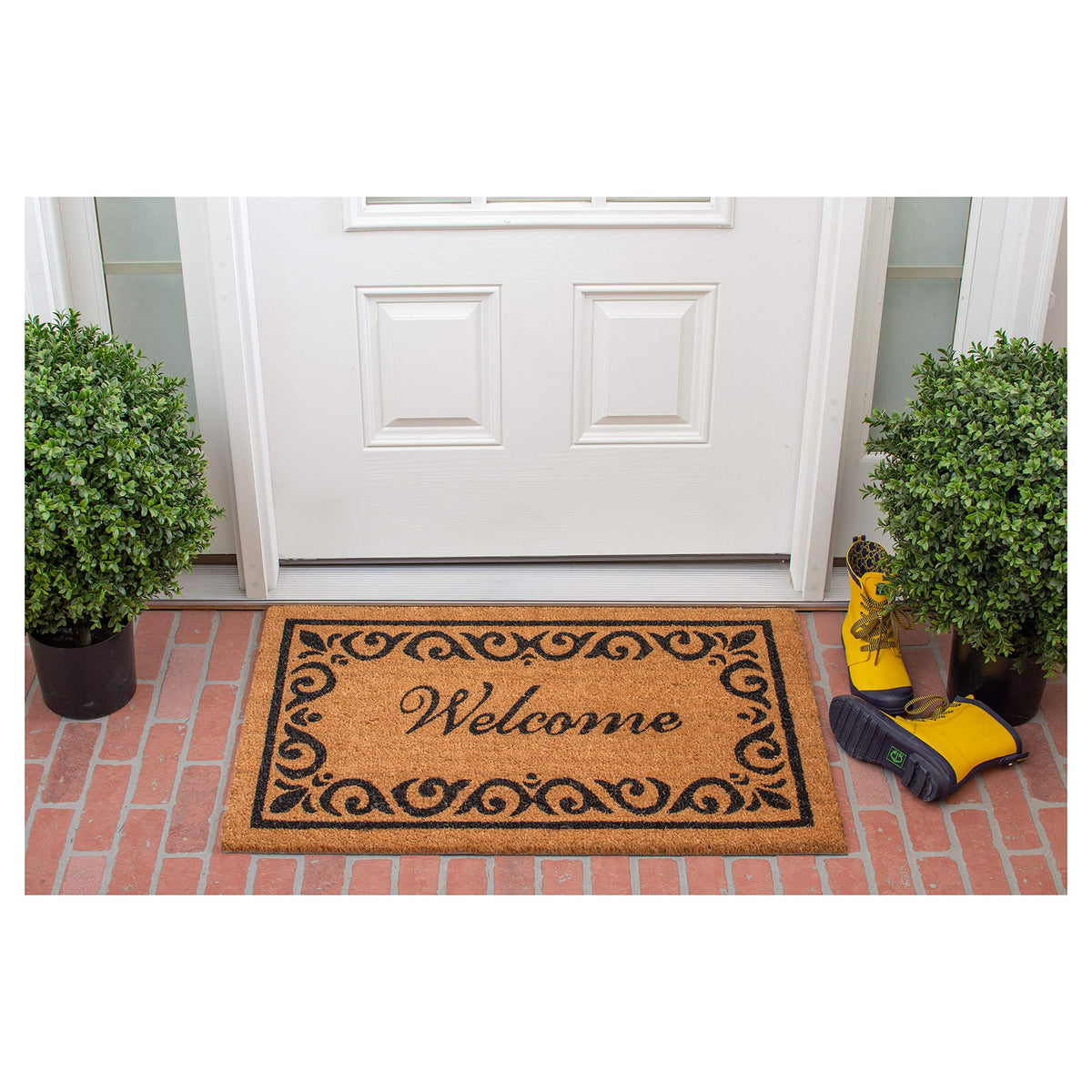 Calloway Mills Breaux Welcome Doormat in natural black color enhances entry aesthetics