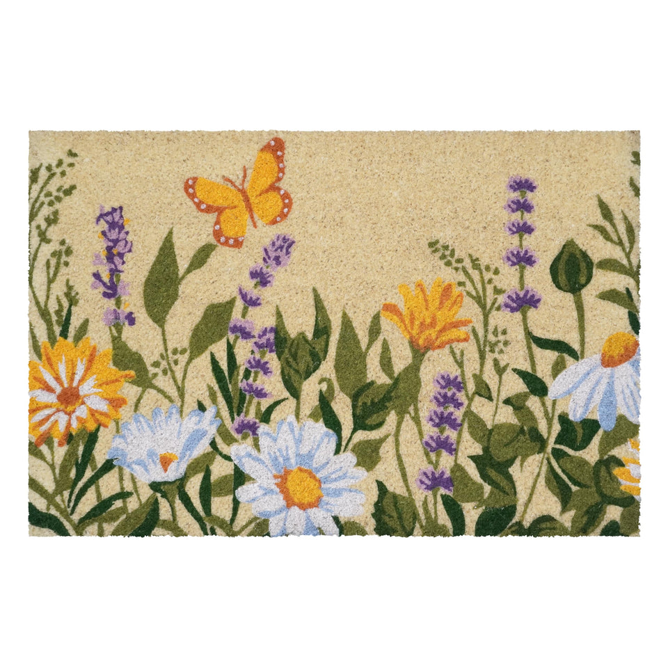 Calloway Mills Butterfly Garden Doormat 24x36 with durable coir fibers for entryways.