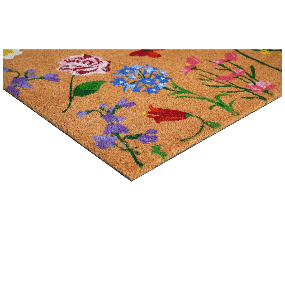 Calloway Mills Butterfly Garden Doormat indoor outdoor use shown in doorway setting