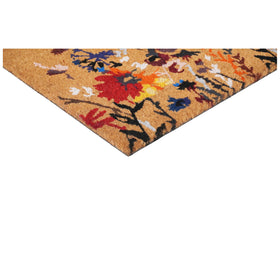 Calloway Mills floral doormat features dense coir for durability and scraping.