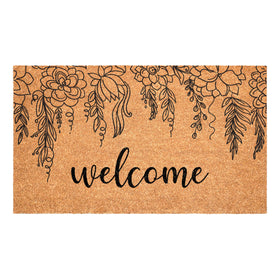 Calloway Mills Floral Vine Welcome doormat with dense coir surface ready to scrape dirt.