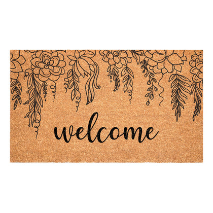 Calloway Mills Floral Vine Welcome doormat with dense coir surface ready to scrape dirt.