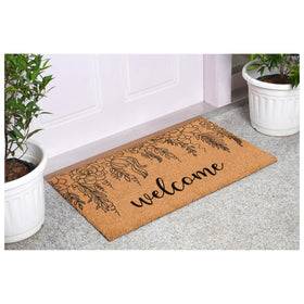 Calloway Mills Floral Vine Welcome with vinyl back prevents movement at the entrance.