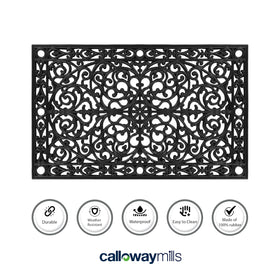 Calloway Mills Gatsby rubber doormat outdoor setup demonstrates oversized coverage for entryways.