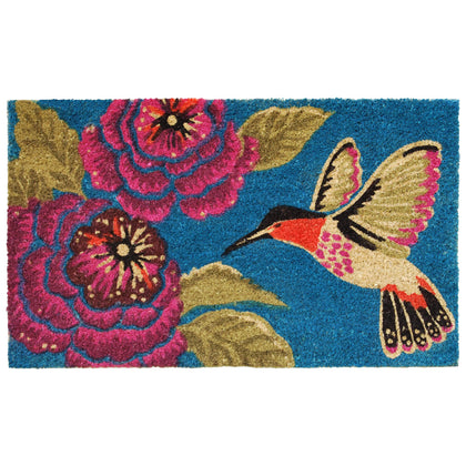 Calloway Mills Hummingbird Delight Doormat front door view provides generous coverage for dirt