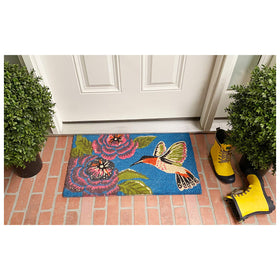 Calloway Mills Hummingbird Delight Doormat vinyl backing detail prevents movement