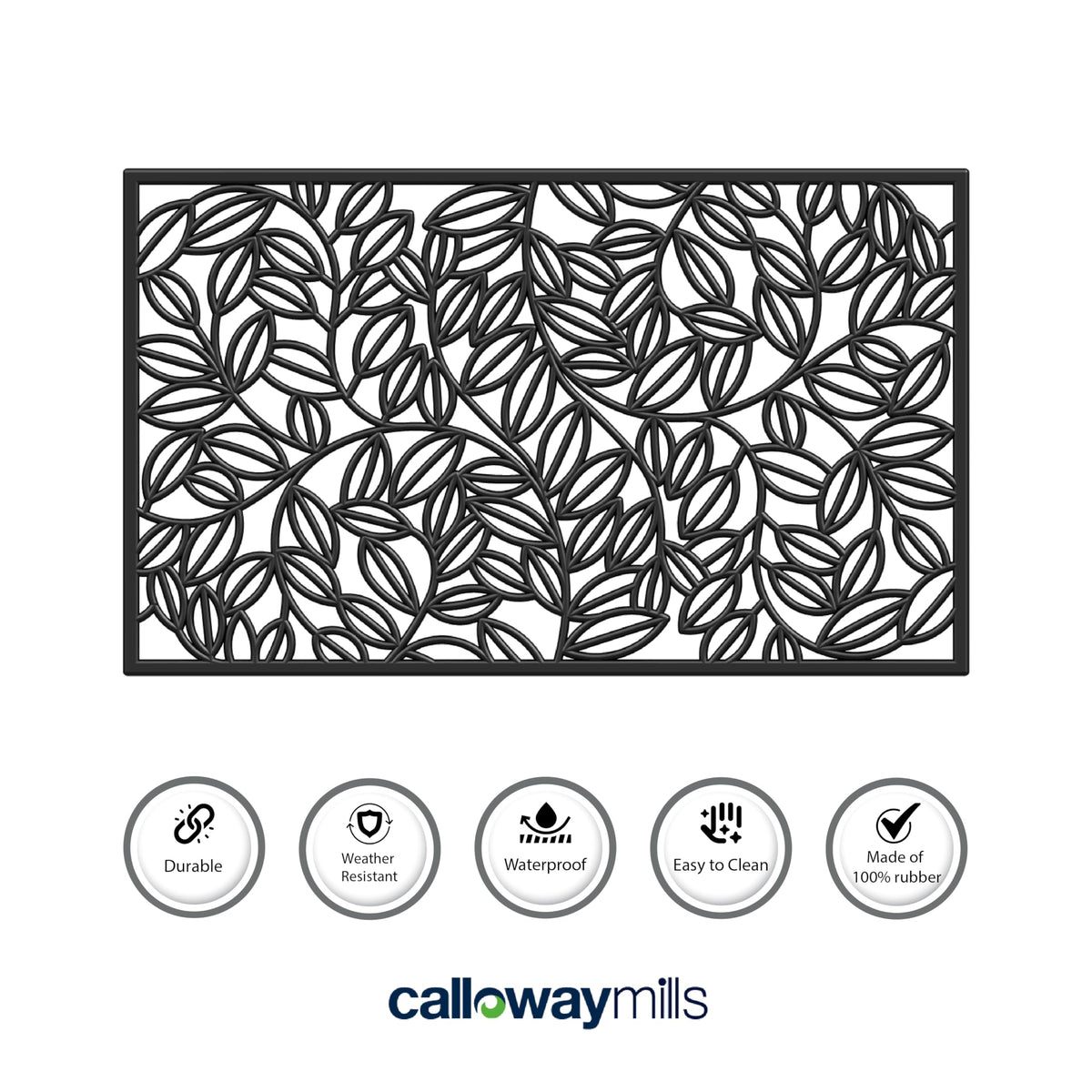Calloway Mills Lilac Vine rubber doormat placed for outdoor use on a porch