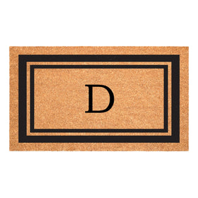 Calloway Mills monogram doormat with black border, front view welcomes guests and protects entry.