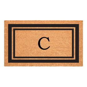 Calloway Mills monogram doormat with black border and letter C welcoming guests