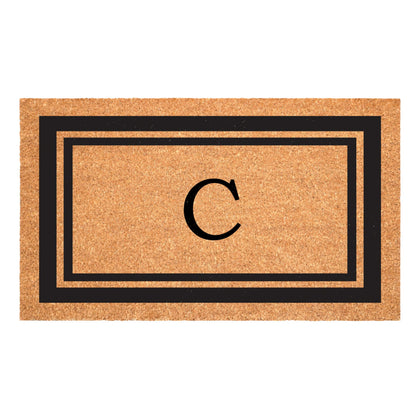 Calloway Mills monogram doormat with black border and letter C welcoming guests