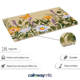 Calloway Mills oversized entry mat on porch delivers broad coverage.