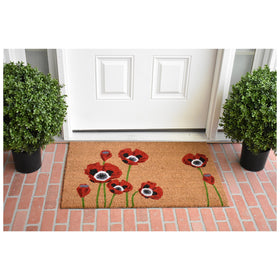 Calloway Mills Red Poppies Doormat vinyl backing detail for grip and stability
