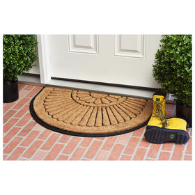 Calloway Mills Shell doormat with coir center scraping shoes at entry.