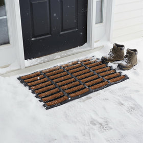 Calloway Mills doormat close-up of built-in bristles for effective shoe cleaning.