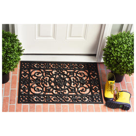 Calloway Mills Utopia porch mat on stone steps for outdoors.