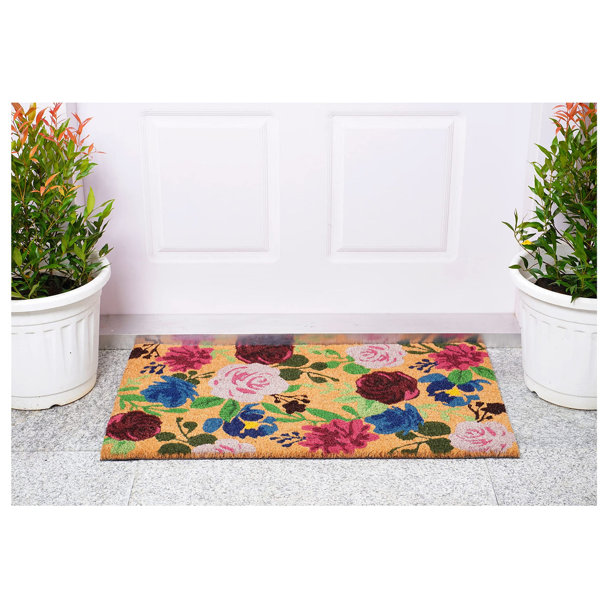 Calloway Mills Vinyl backing detail demonstrates non-slip stability for outdoor use.