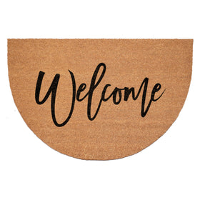 Calloway Mills welcome doormat front view showing durable coir that scrapes dirt.