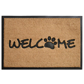 Calloway Mills Welcome Paw Doormat front view with stable rubber backing