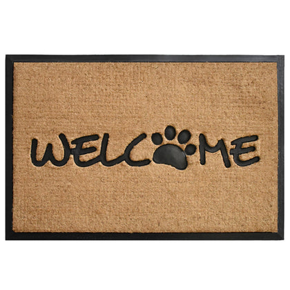 Calloway Mills Welcome Paw Doormat front view with stable rubber backing