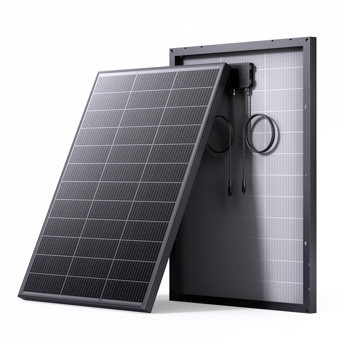 Callsun 100W N-Type panel front view showing high-efficiency cells for off-grid use