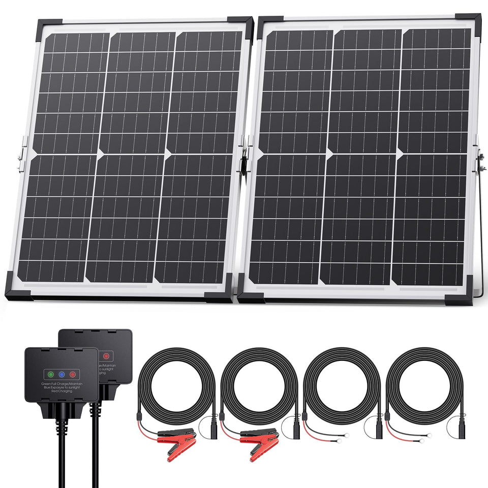 Callsun 40W 12V solar panel front view for reliable vehicle battery maintenance
