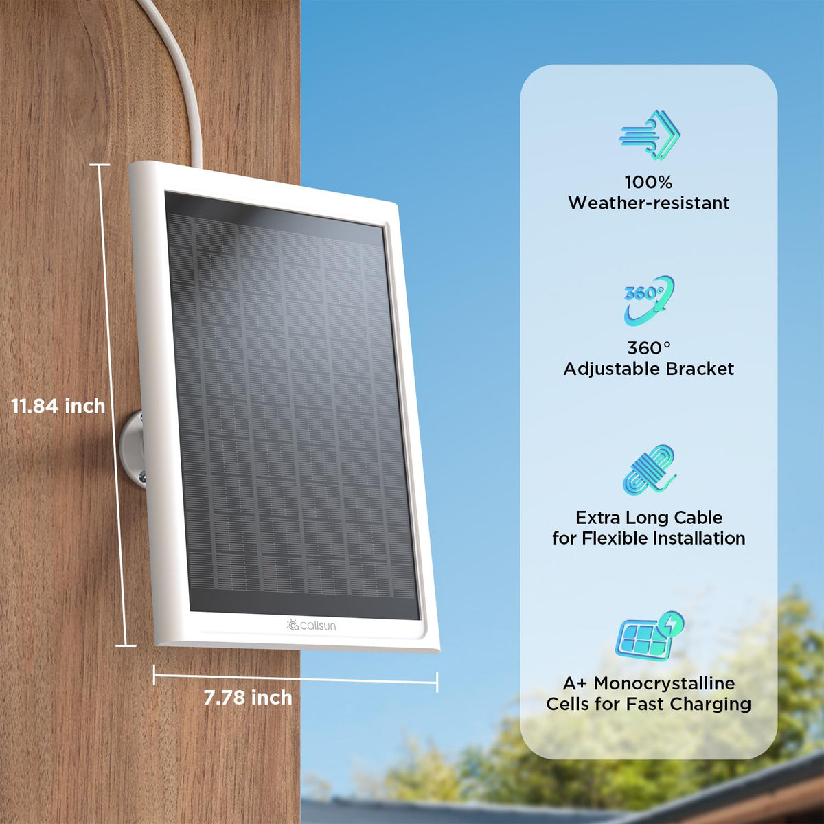 CallSun ring-panel size comparison image helps plan space-conscious installation.