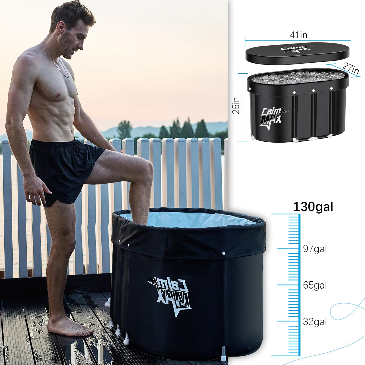CalmMax Oval Ice Bath Tub insulation for stable cold therapy sessions