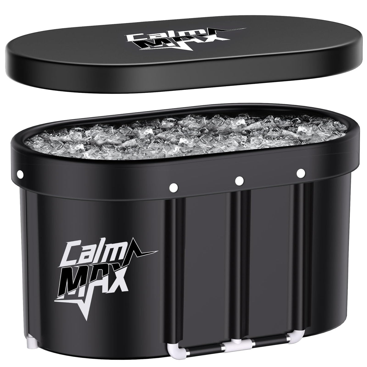 CalmMax Oval Ice Bath Tub with lid for secure storage and clean water