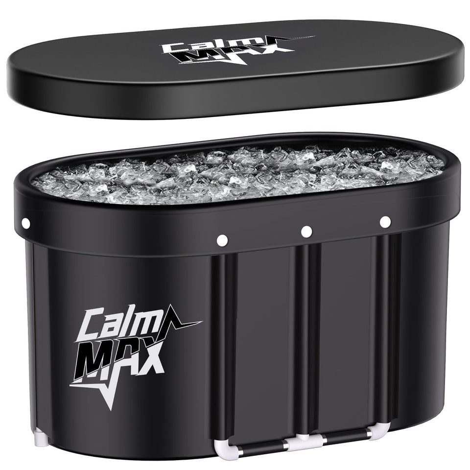 CalmMax Oval Ice Bath Tub with lid for secure storage and clean water