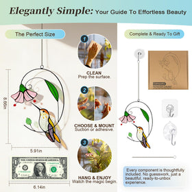Calmpathz gift-ready hummingbird suncatcher appeals to grandmothers and bird lovers.