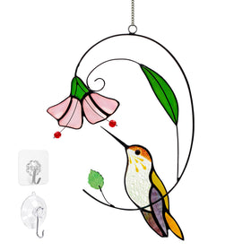 Calmpathz hummingbird suncatcher 8in casts vibrant rainbow reflections in sunlit windows.
